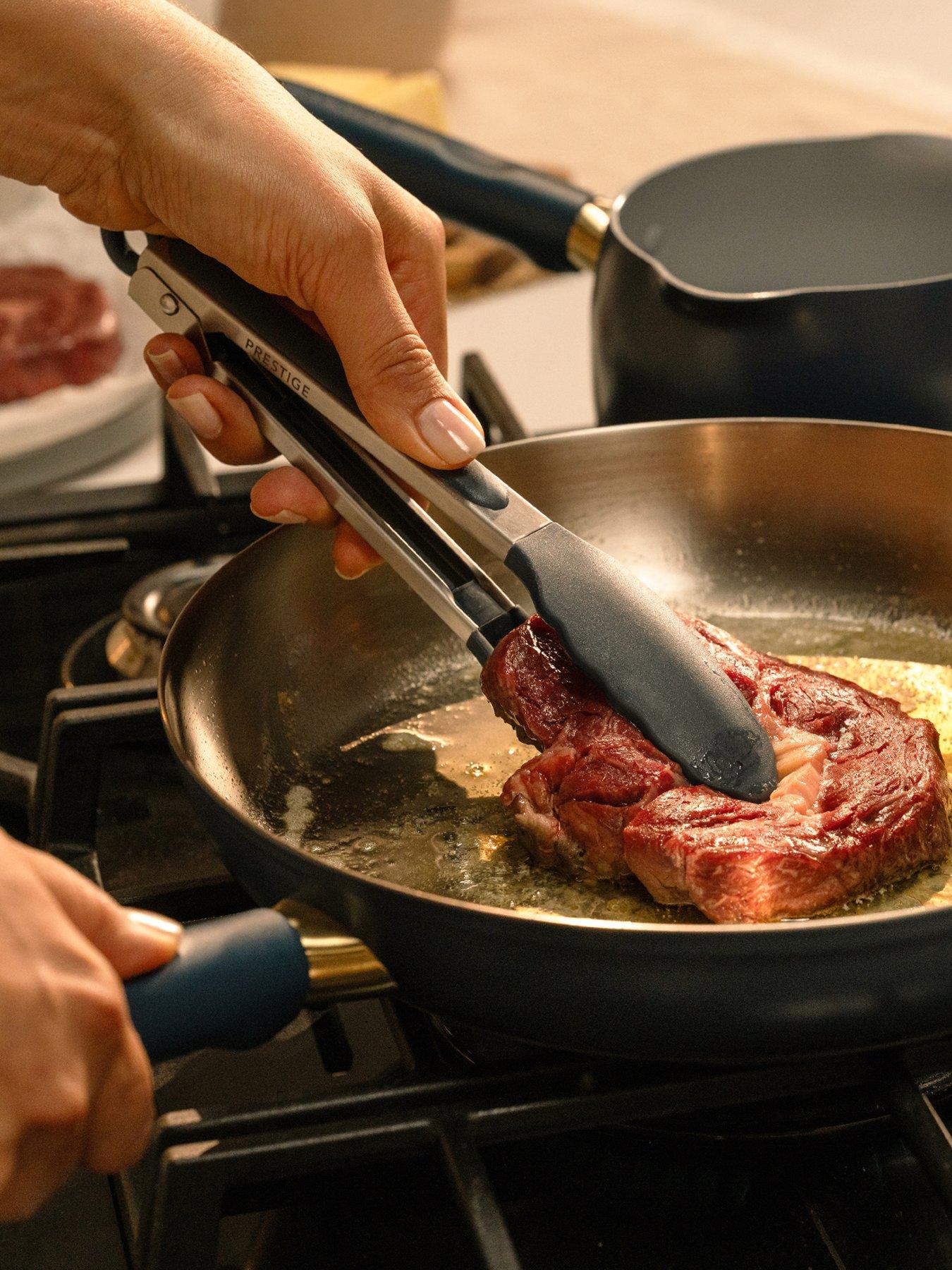 Image 4 of 5 of Prestige Silicone - 5 Piece Utensil Set: Solid Spoon , Slotted Spoon , Slotted Turner , Spatula ,tongs: French Navy