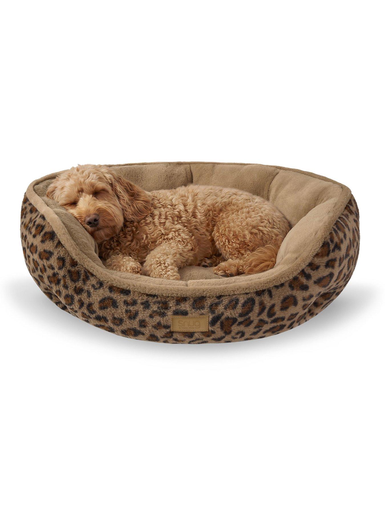Image 1 of 7 of Snug Calming Faux Fur Donut Pet Bed - Leopard