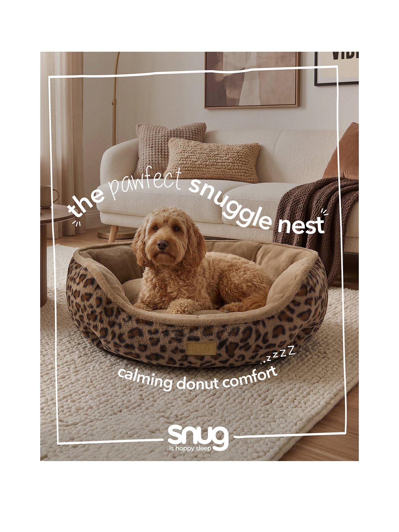 Image 2 of 7 of Snug Calming Faux Fur Donut Pet Bed - Leopard