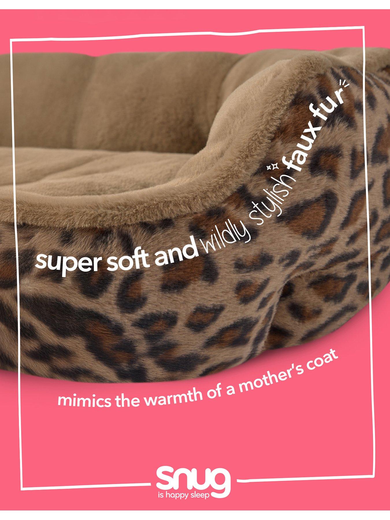 Image 3 of 7 of Snug Calming Faux Fur Donut Pet Bed - Leopard