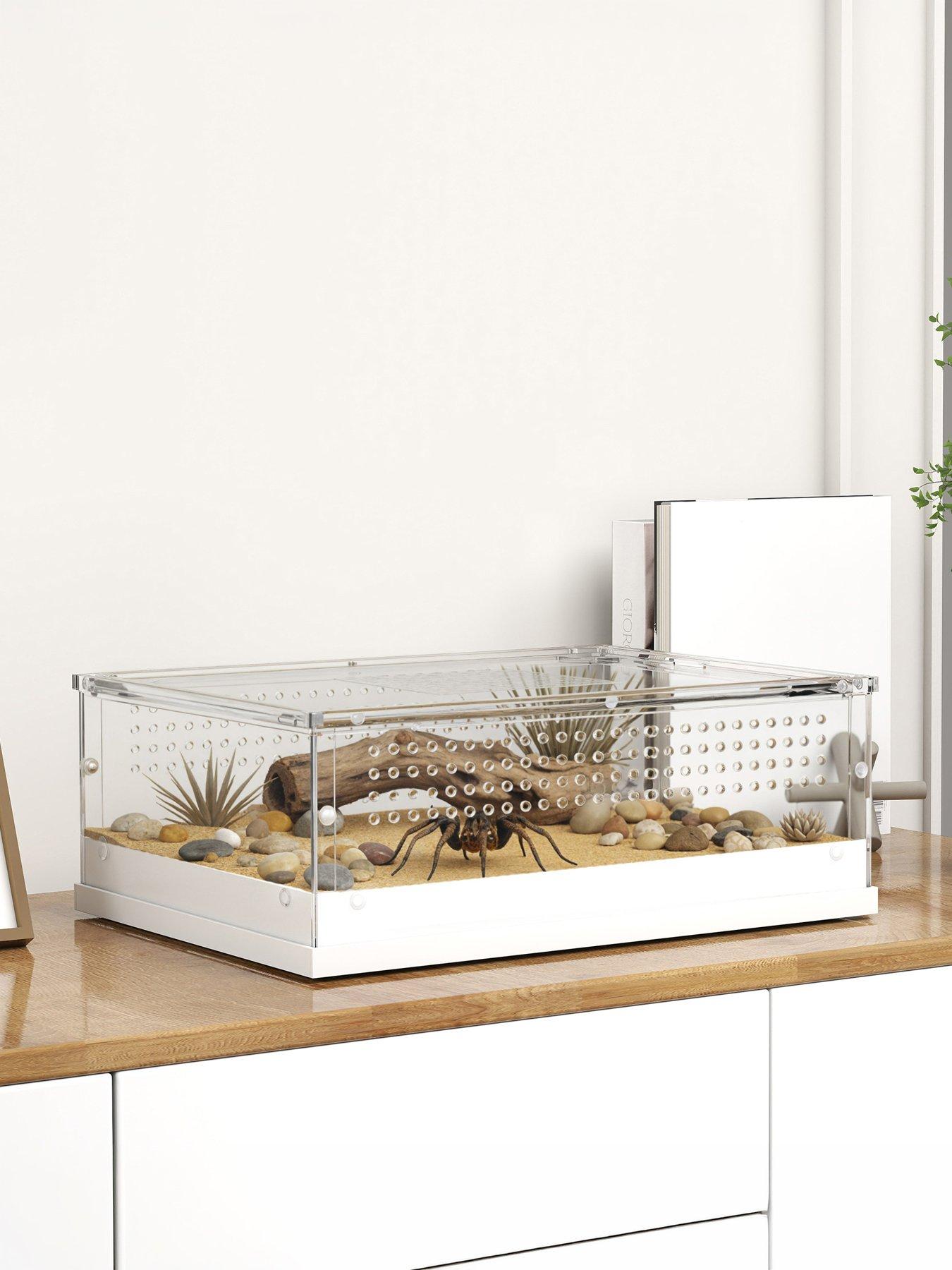 Pawhut Reptile Terrarium, 360° Acrylic & Breeding Box With Vents And & Top Sliding Door & For Snake, Frog, Spider, Gecko, Tarantula, Stick Insect, Praying Mantis