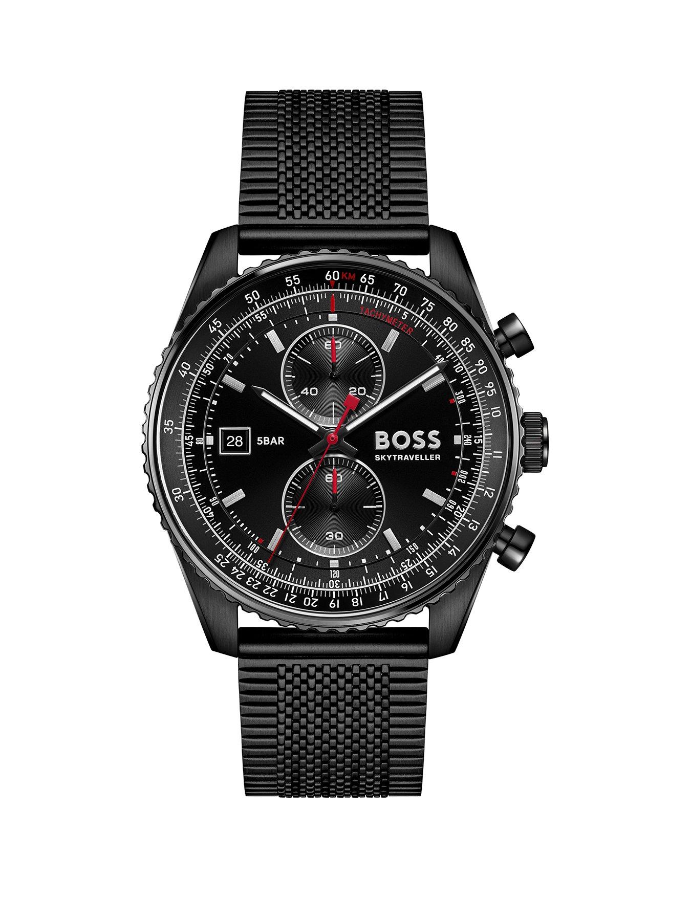 Image 1 of 8 of BOSS Gents BOSS Skytraveller Pro Black IP Mesh Watch