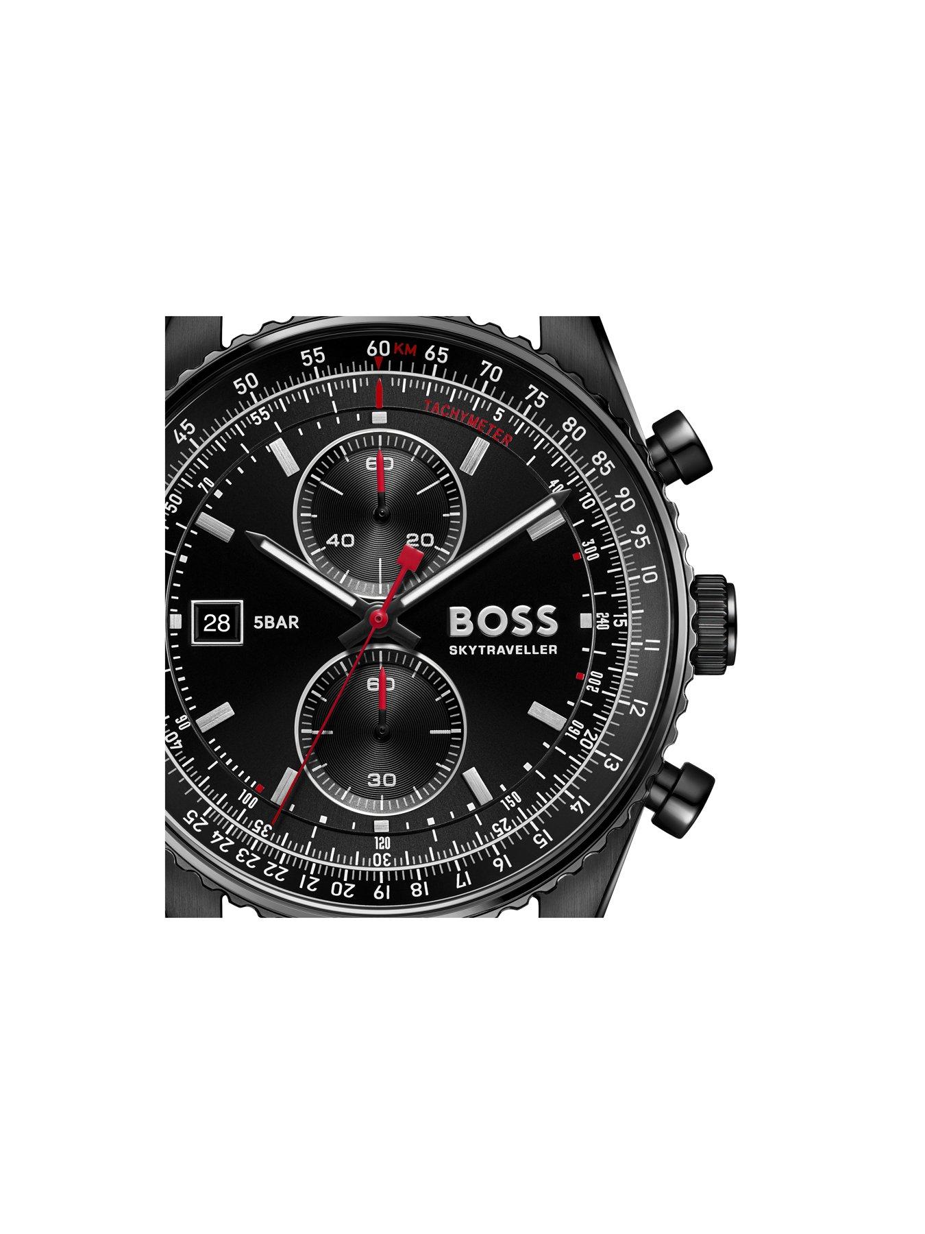 Image 2 of 8 of BOSS Gents BOSS Skytraveller Pro Black IP Mesh Watch