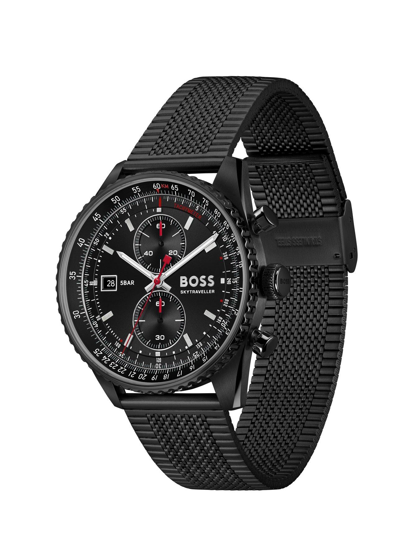 Image 3 of 8 of BOSS Gents BOSS Skytraveller Pro Black IP Mesh Watch