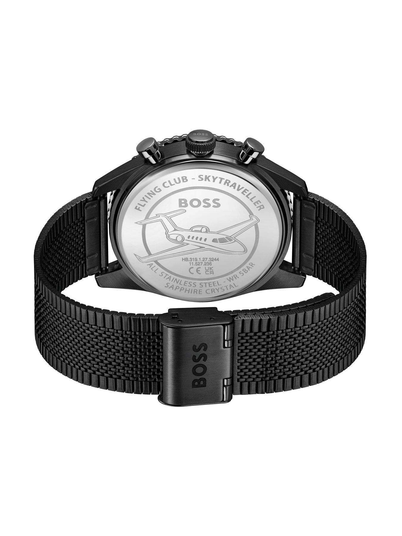 Image 4 of 8 of BOSS Gents BOSS Skytraveller Pro Black IP Mesh Watch