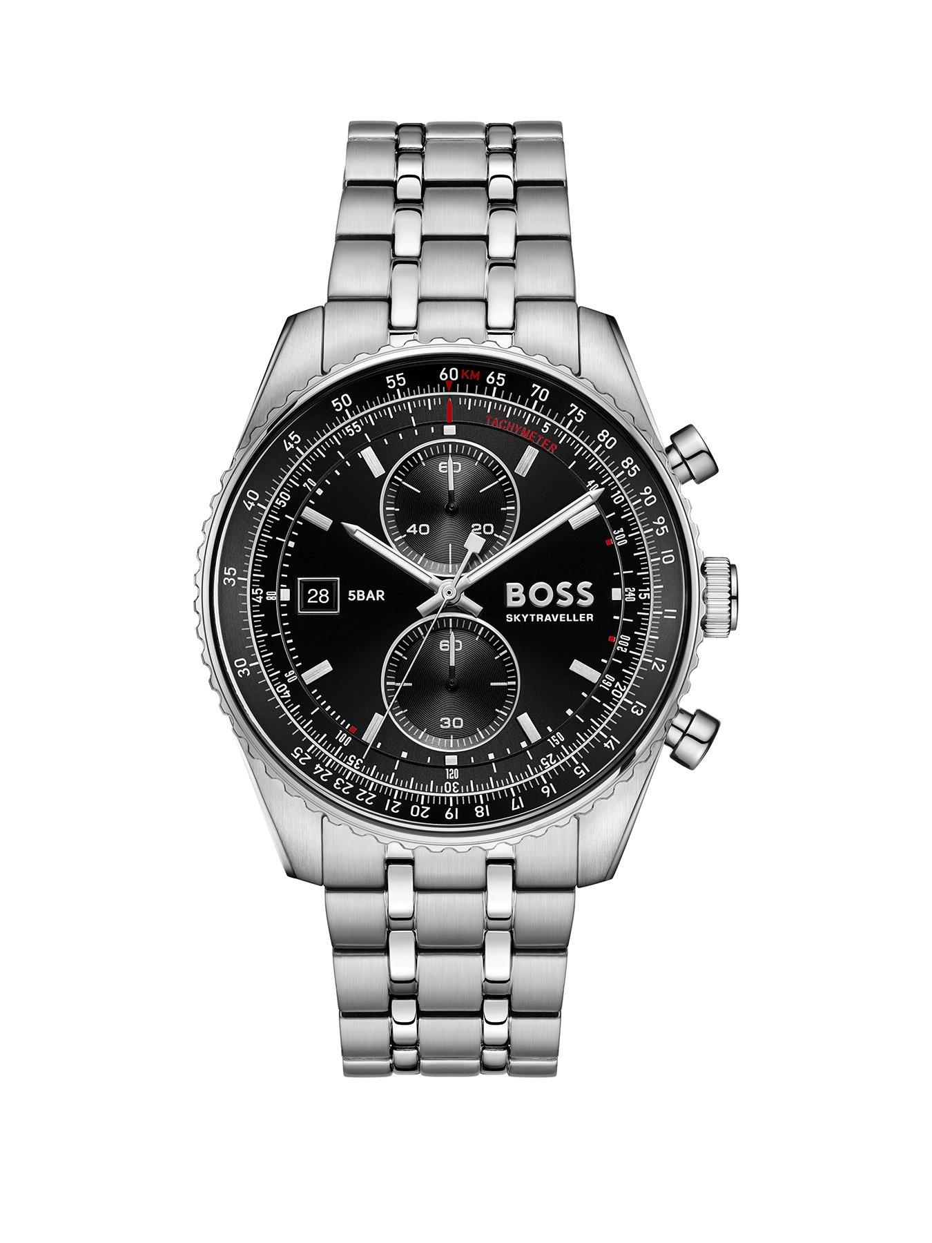 BOSS Gents BOSS Skytraveller Pro Stainless Steel Bracelet Watch, Silver, Men