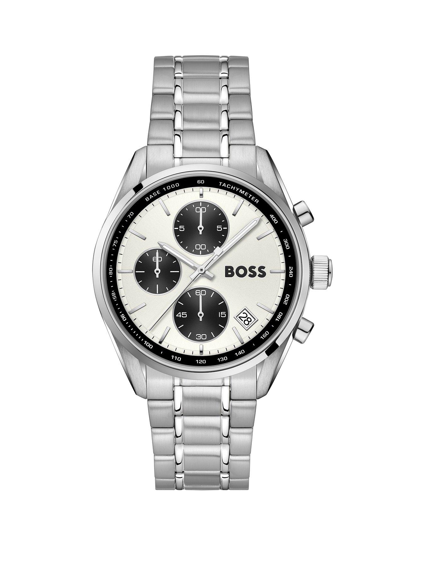 BOSS Gents BOSS Grand Prix Touring Stainless Steel Bracelet Watch, Silver, Men