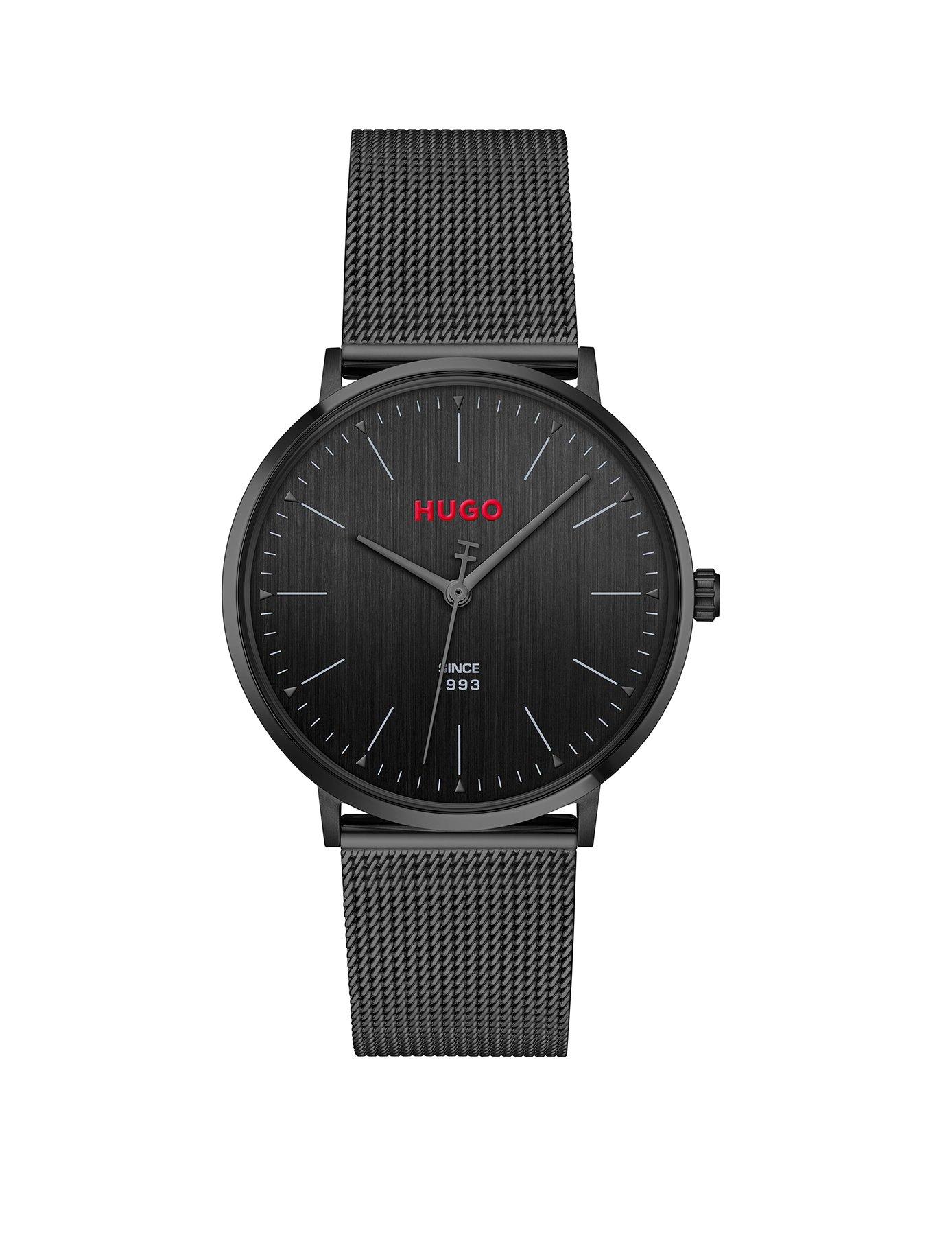 HUGO Gents HUGO #STYLE Black IP Mesh Bracelet Watch
