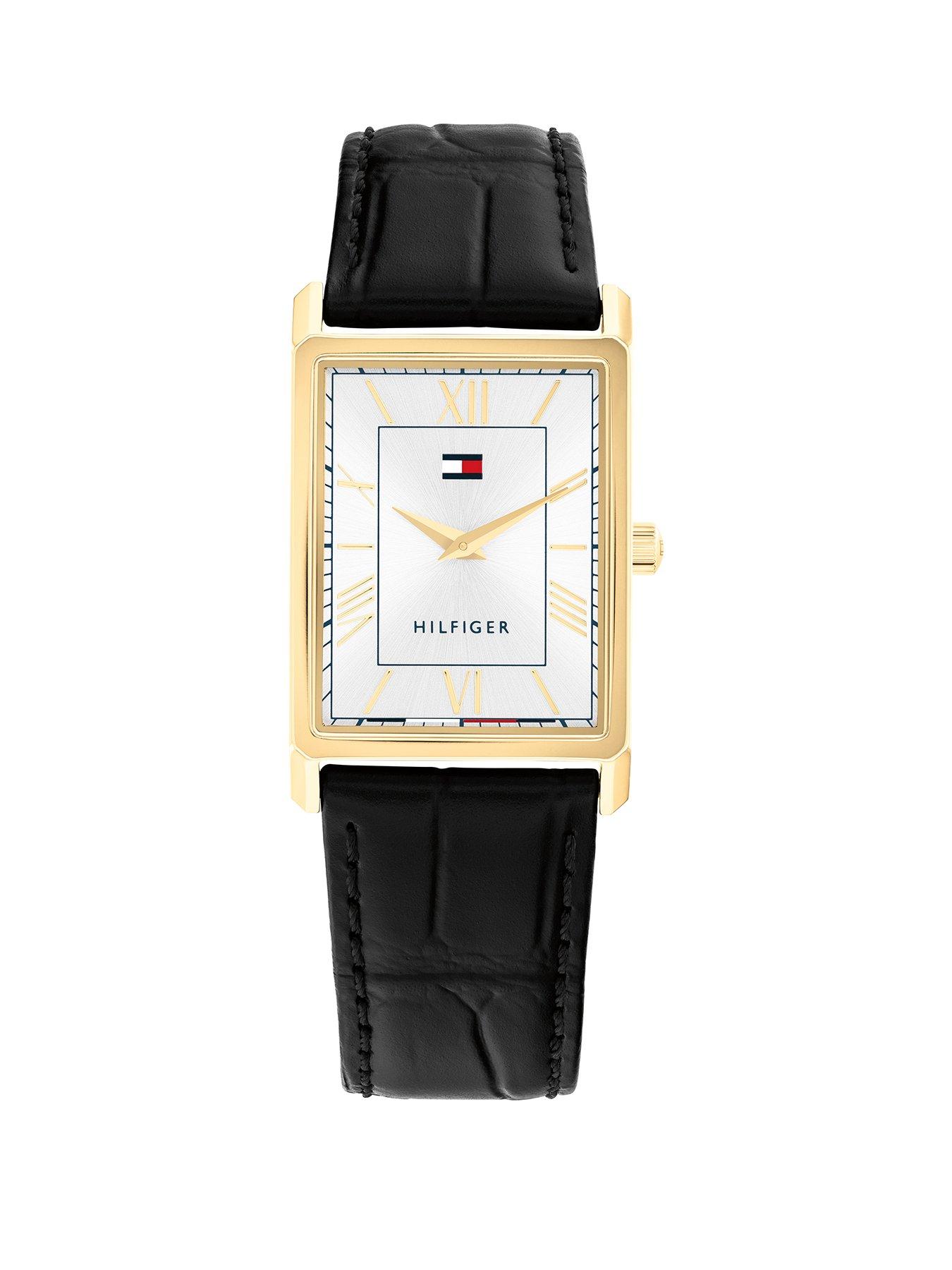 Tommy Hilfiger Mens Ben Rectangle Silver Dial Leather Strap Watch 1710772 - Image 3