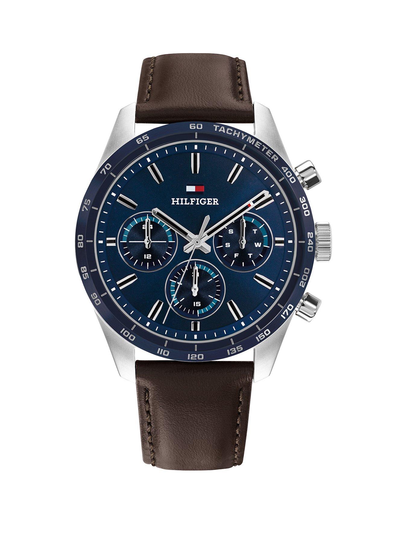 Image 1 of 4 of Tommy Hilfiger Men's Brown Leather Strap Watch