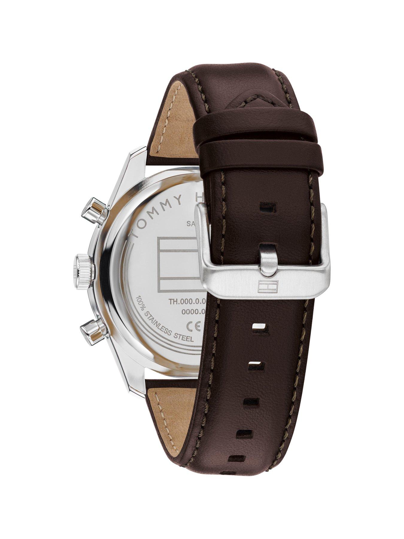 Image 3 of 4 of Tommy Hilfiger Men's Brown Leather Strap Watch