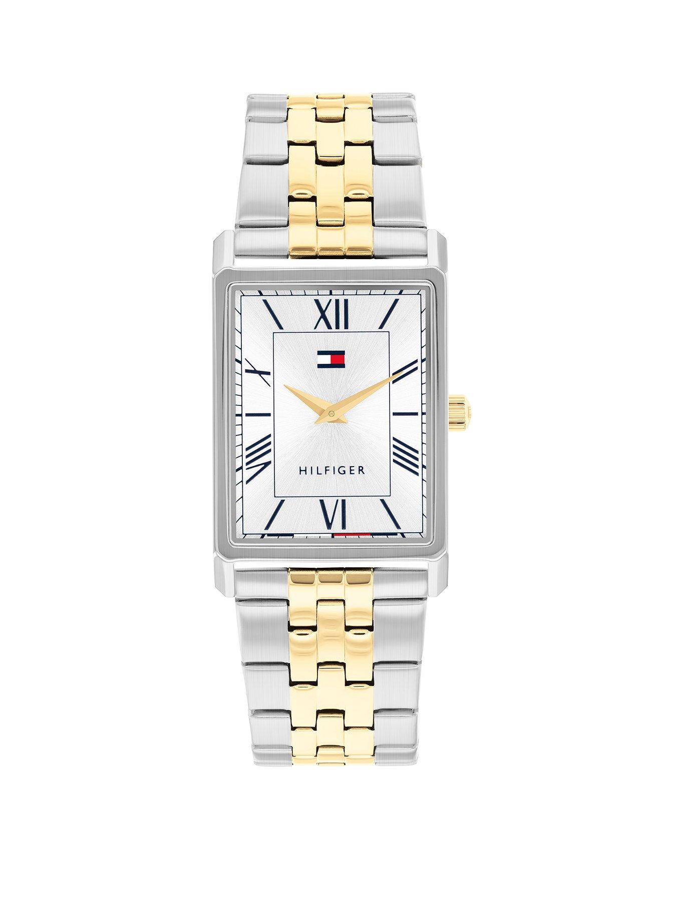 Tommy Hilfiger Mens Ben Rectangle Silver Dial Two Tone Bracelet Watch 1710774 - Image 3