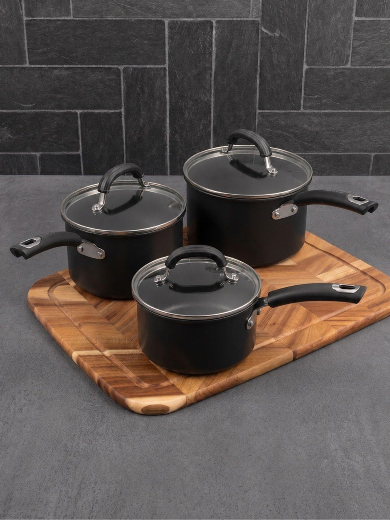 Circulon Total Hard Anodised Saucepan Set, 3pce