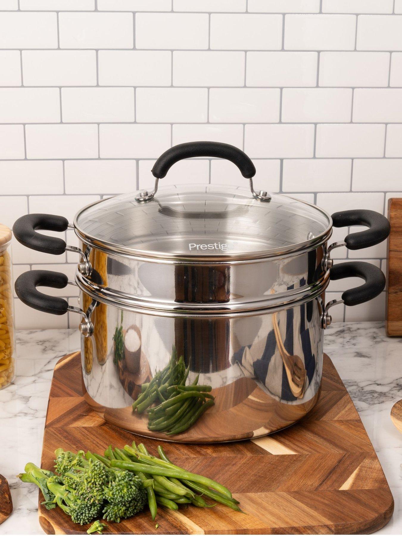 Image 1 of 8 of Prestige Made To Last Stockpot With Steamer Basket, 24cm