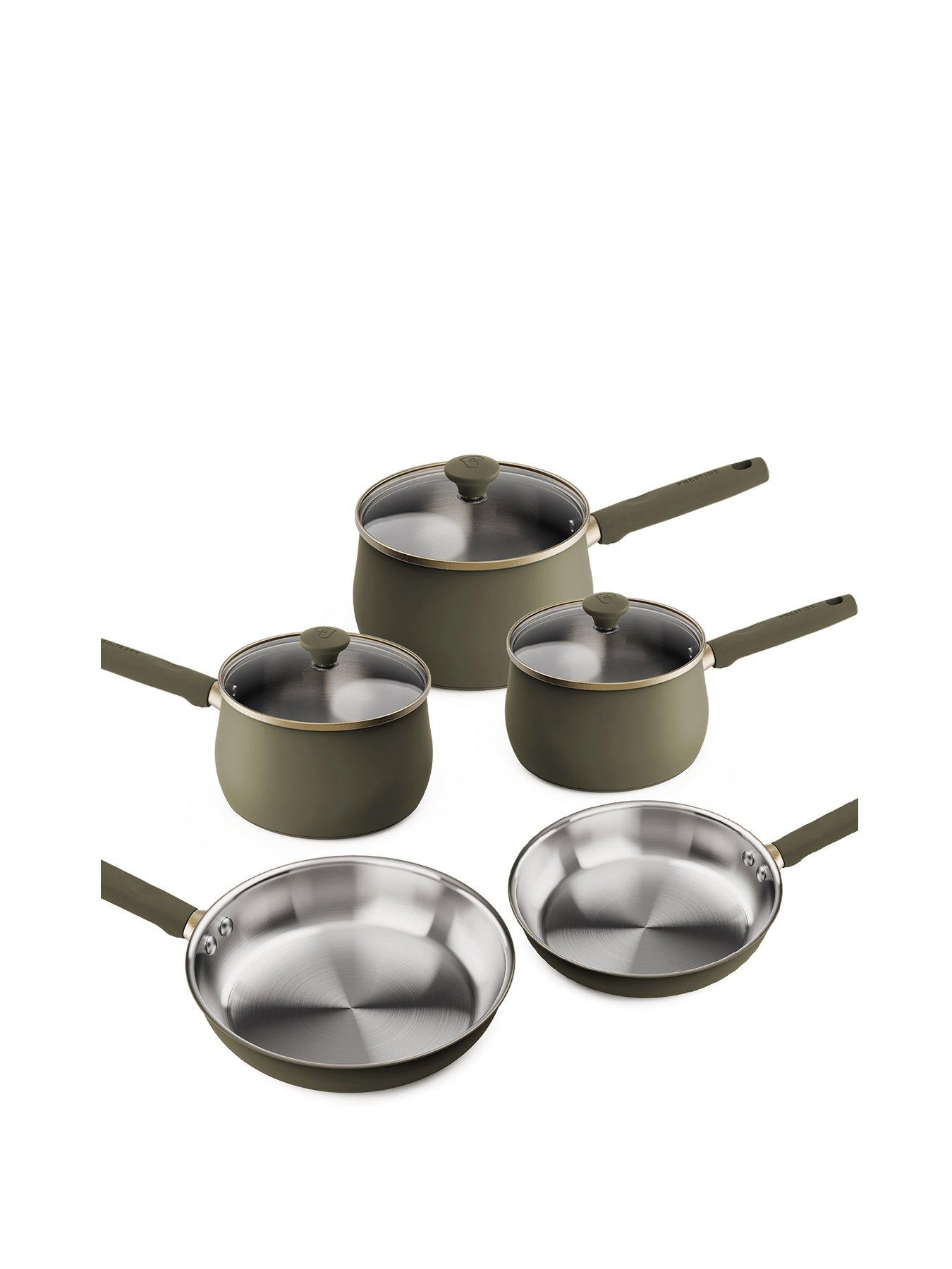 Image 1 of 5 of Prestige Stainless Edition - 5pce Set (16, 18, 20cm S/pans 20 &amp; 28cm Frys) 72010/11) Urban Olive