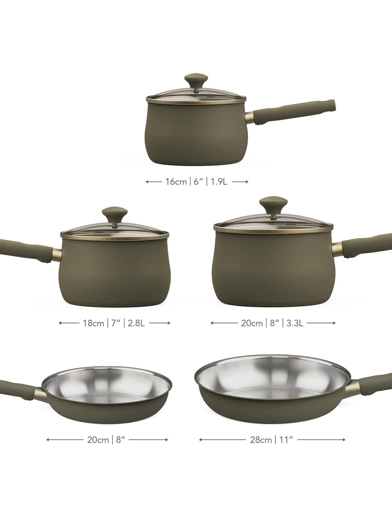 Image 2 of 5 of Prestige Stainless Edition - 5pce Set (16, 18, 20cm S/pans 20 &amp; 28cm Frys) 72010/11) Urban Olive