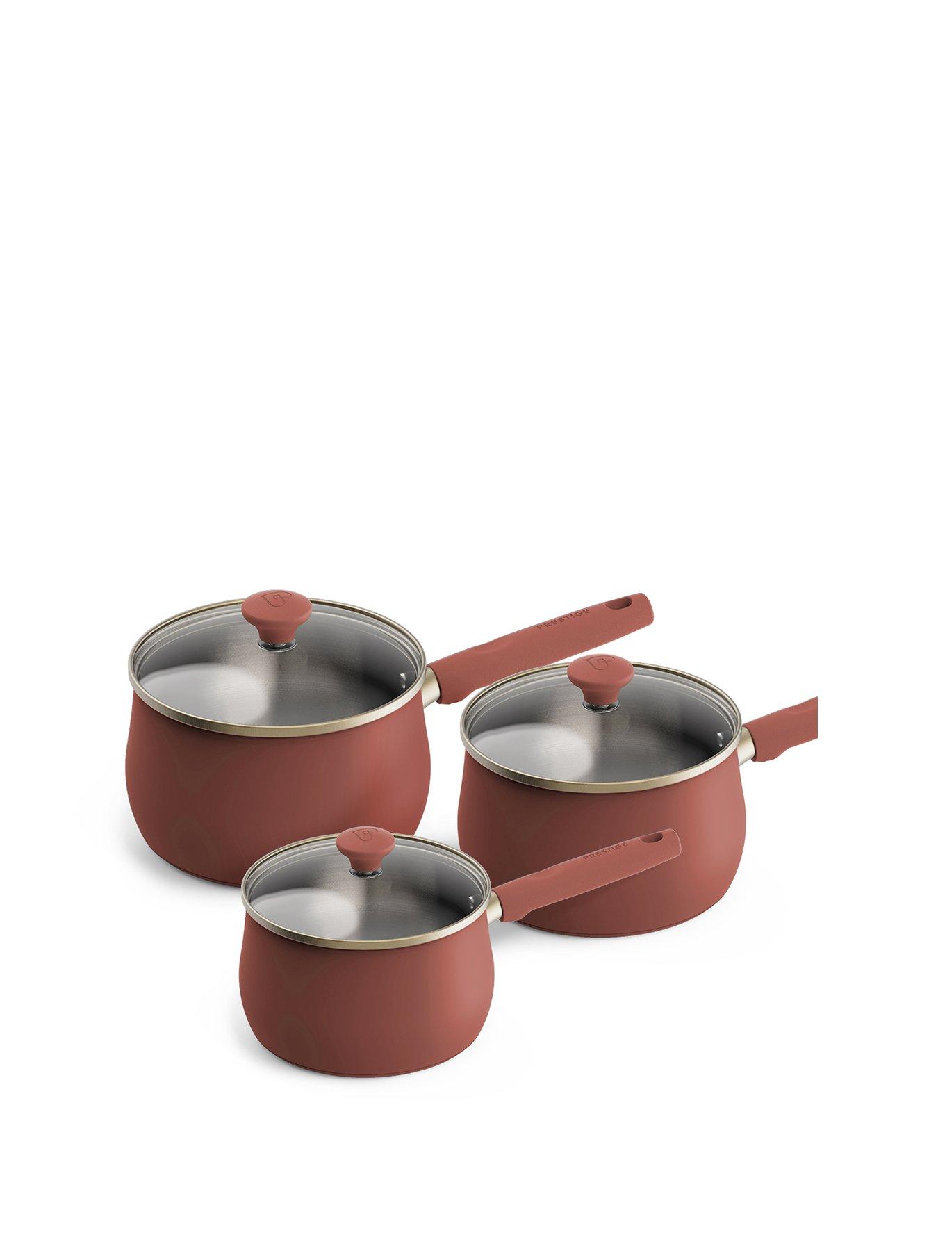 Image 1 of 5 of Prestige Stainless Edition - 3 Pc Uncoated Saucepan Set: 16cm , 18cm , 20cm: Earth Rose