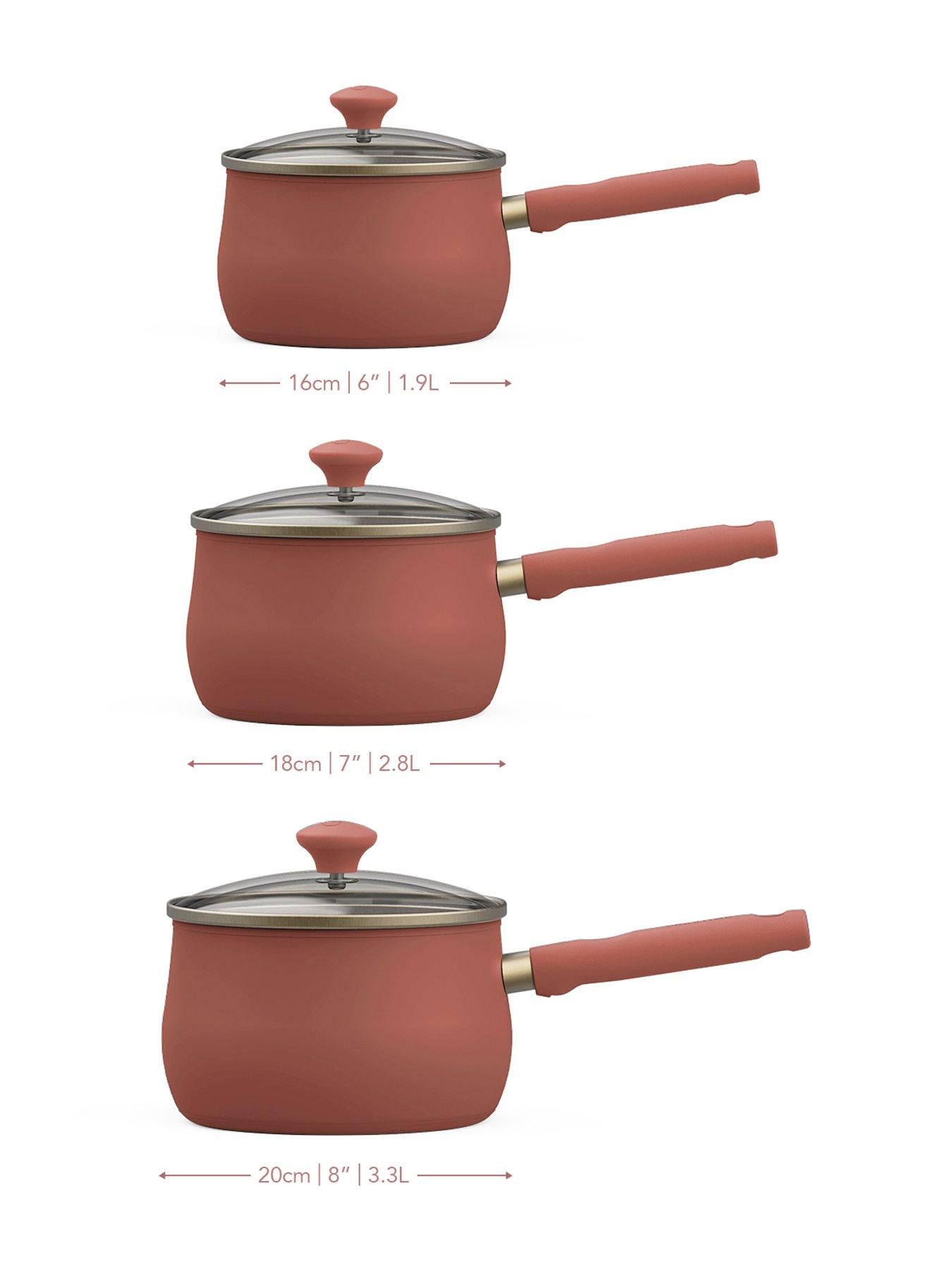 Image 2 of 5 of Prestige Stainless Edition - 3 Pc Uncoated Saucepan Set: 16cm , 18cm , 20cm: Earth Rose