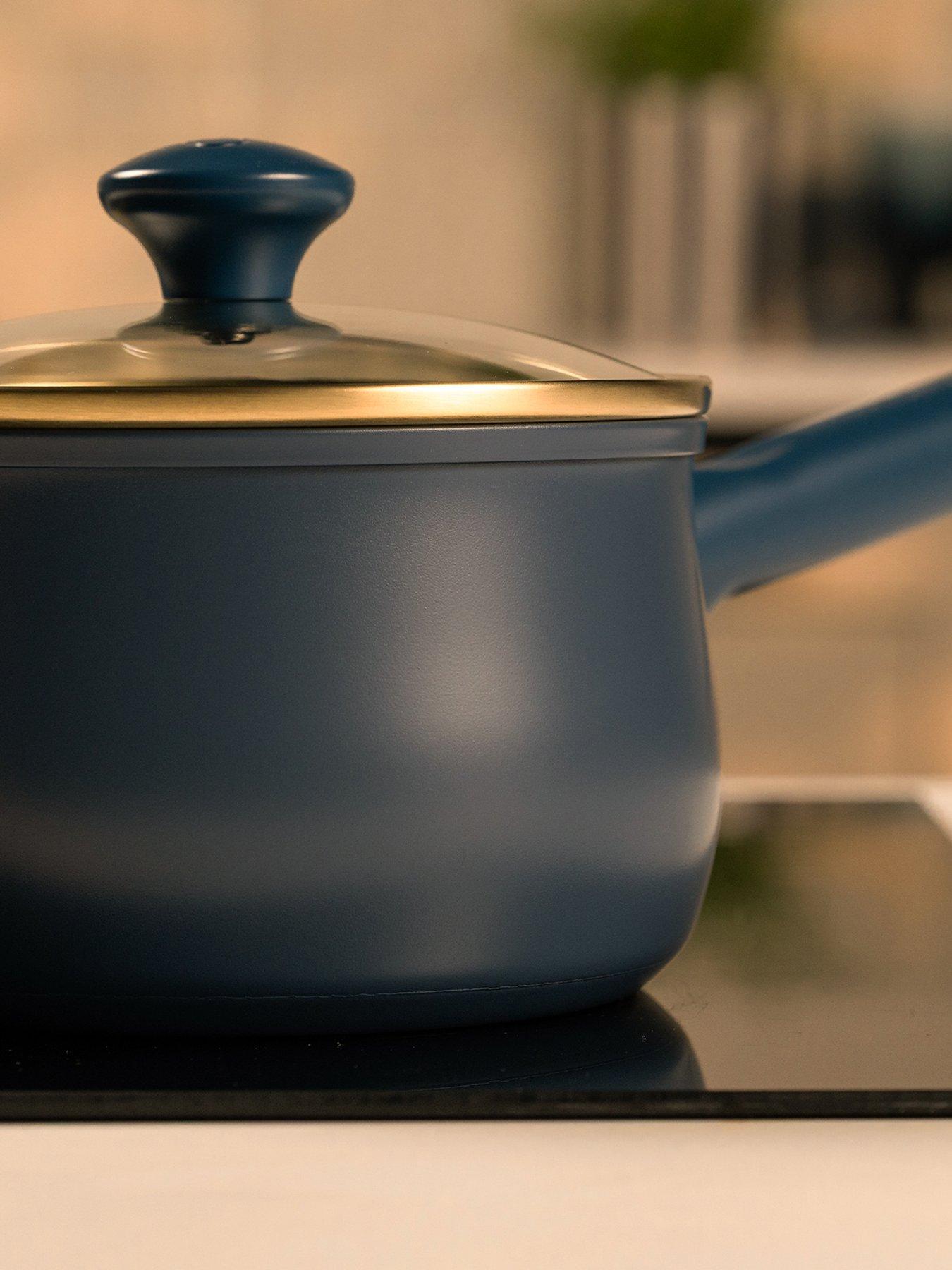 Image 4 of 5 of Prestige Stainless Edition - 3 Pc Uncoated Saucepan Set: 16cm , 18cm , 20cm: French Navy