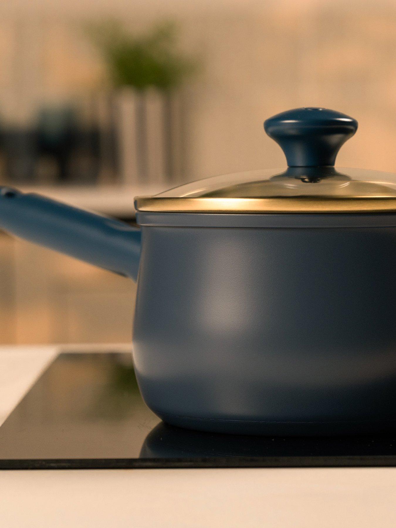 Image 4 of 5 of Prestige Stainless Steel Frying Pans &amp; Saucepans with Lids, Set of 5 - French Navy