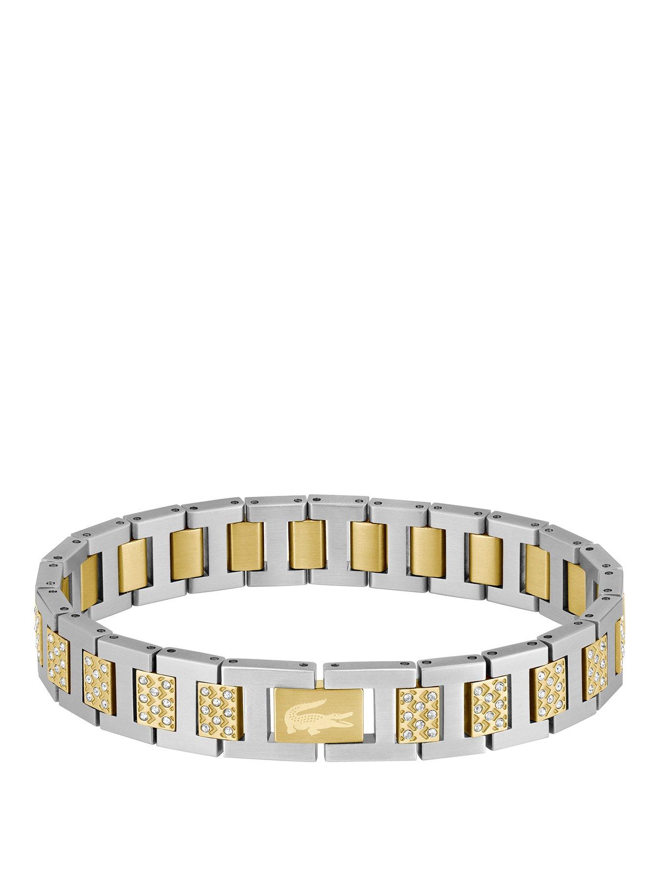 Lacoste Lacoste Men's Metropole Two Tone Gold IP and Stainless Steel Crystal Bracelet