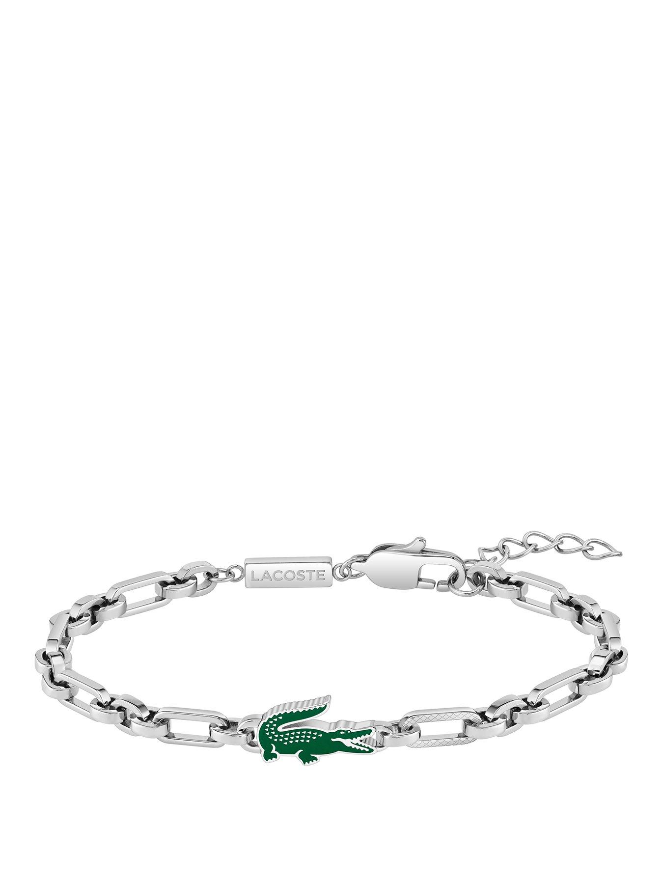 Image 1 of 5 of Lacoste Men's Arthor Stainless Steel and Green Enamel Crocodile Bracelet