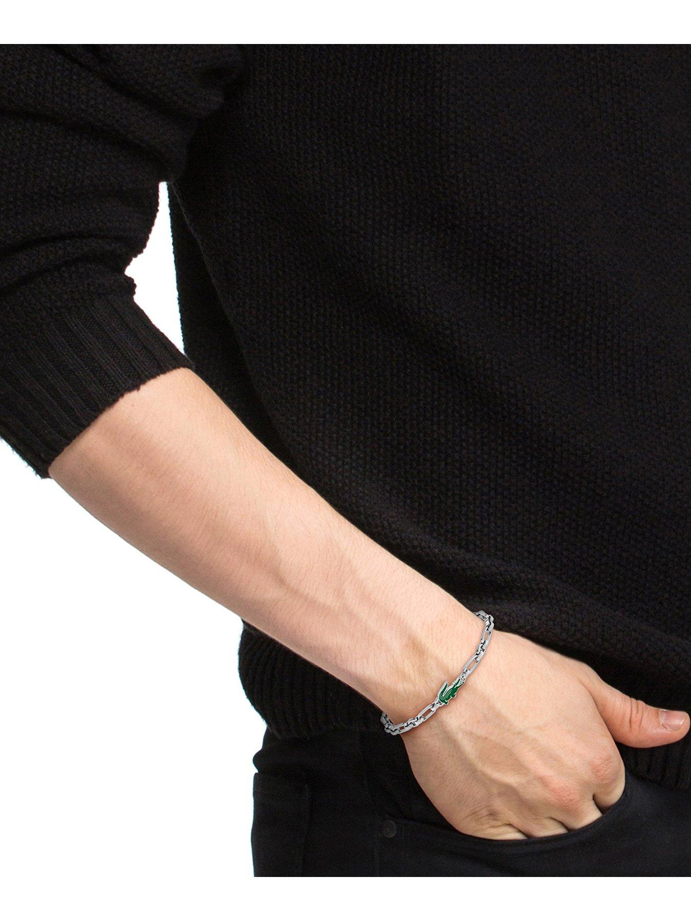 Image 4 of 5 of Lacoste Men's Arthor Stainless Steel and Green Enamel Crocodile Bracelet