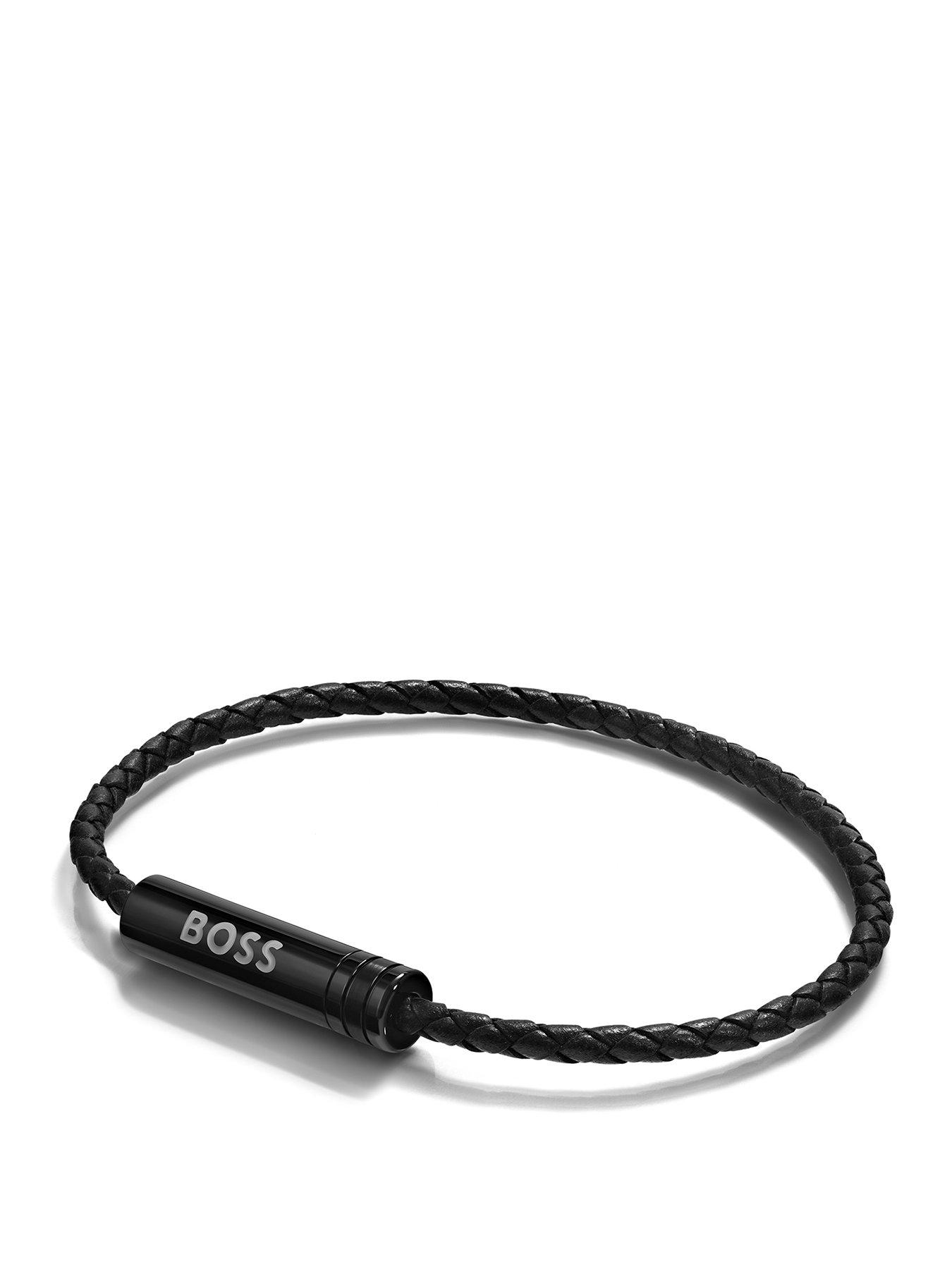 Image 1 of 7 of BOSS Gents BOSS Ares Air Black Leather Black PVD Bracelet