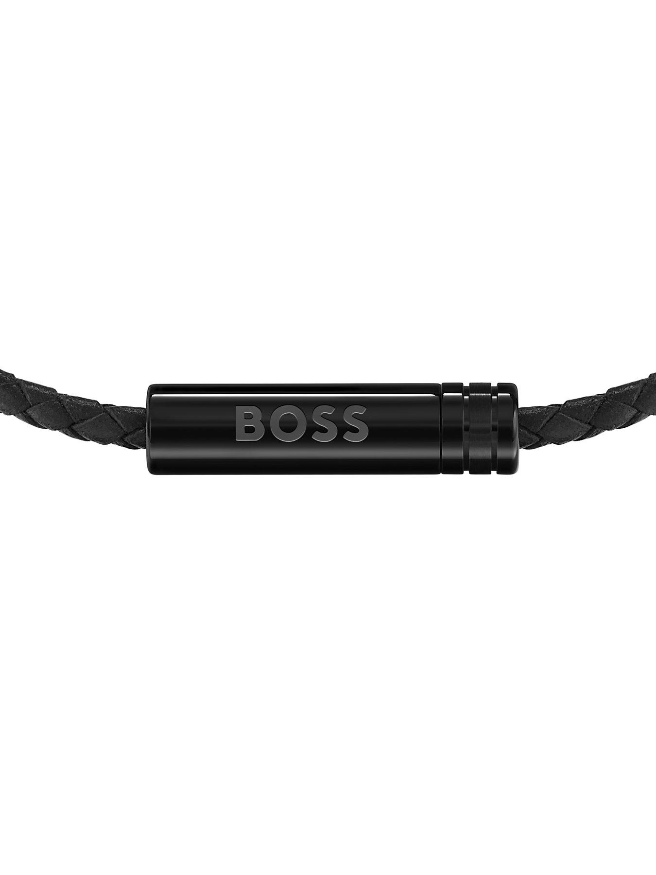 Image 2 of 7 of BOSS Gents BOSS Ares Air Black Leather Black PVD Bracelet