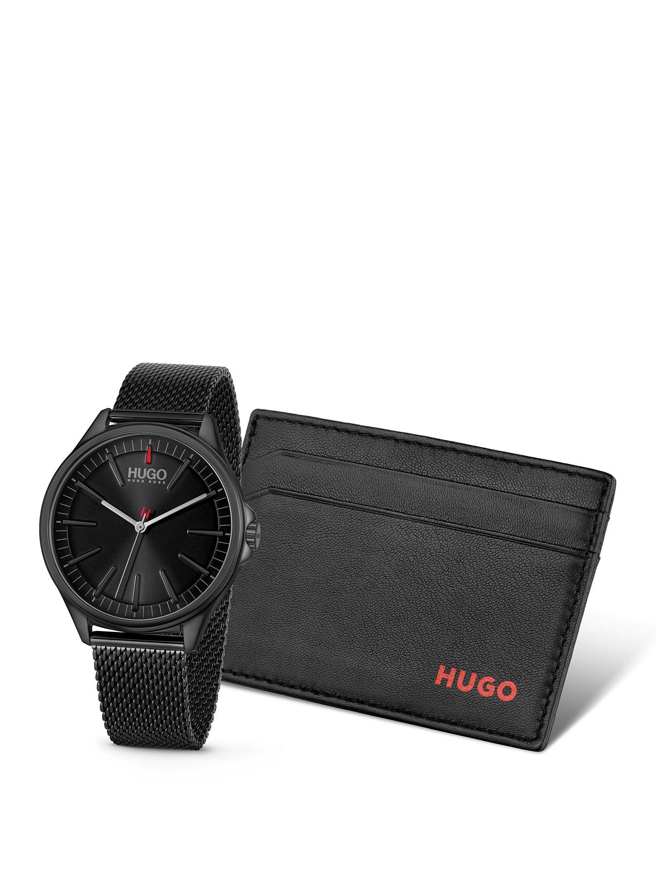 Image 1 of 3 of HUGO Gents Hugo SMASH Black IP Watch & Cardholder Gift Set