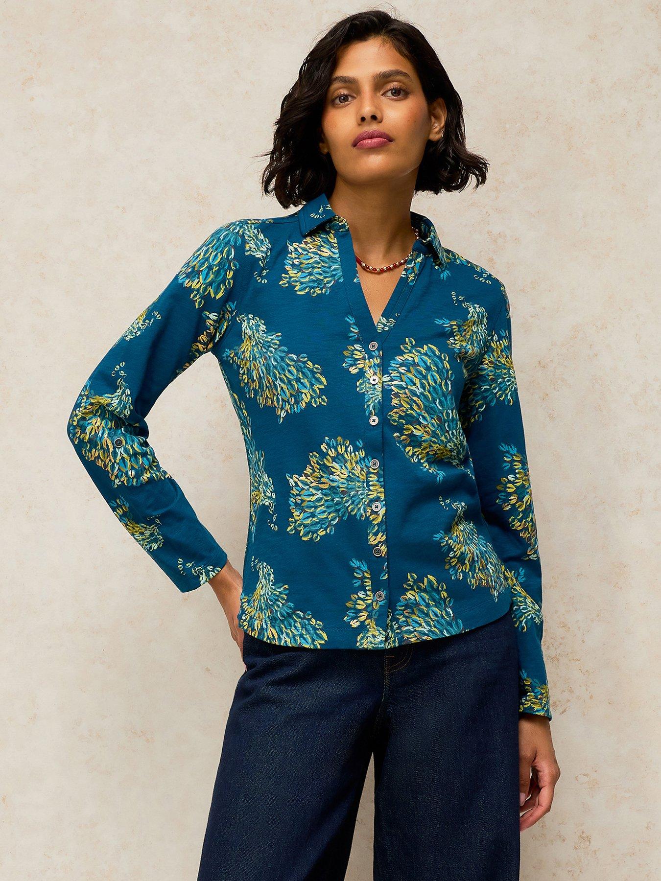 Image 1 of 5 of White Stuff Annie Jersey Foil Shirt