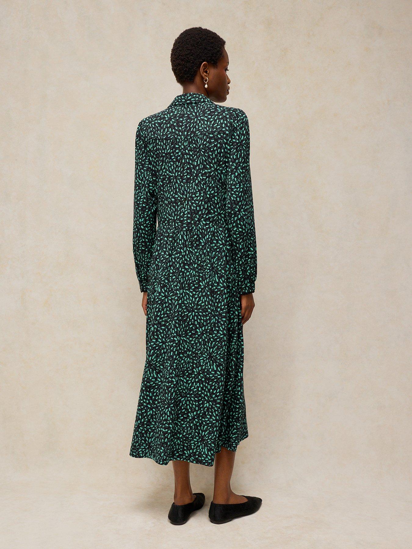 Image 2 of 5 of White Stuff Womens Reegan Soft Jersey Button-Through Midi Dress - Green