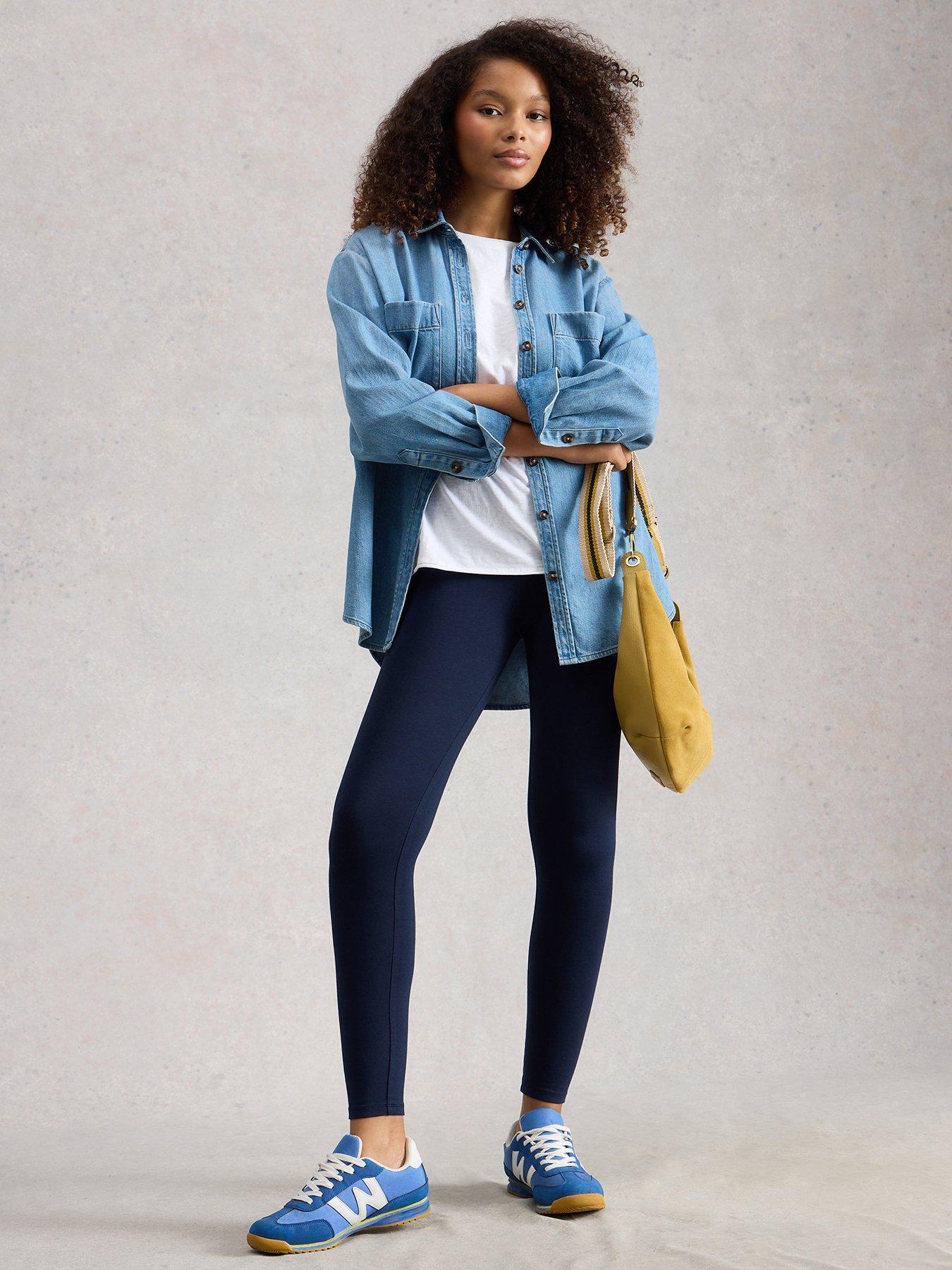 Image 3 of 5 of White Stuff Womens Margot Smooth Stretch Full Length Leggings - Navy