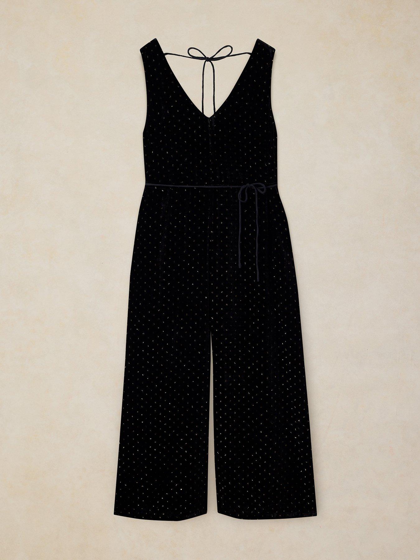 Image 5 of 5 of White Stuff Womens Poppy Wrap Front Tie Waist Palazzo Jumpsuit - Black