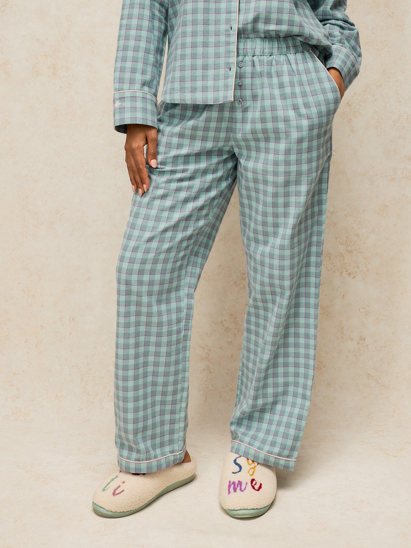Image 1 of 5 of White Stuff Womens Noemi Check Pyjama Bottoms - Blue