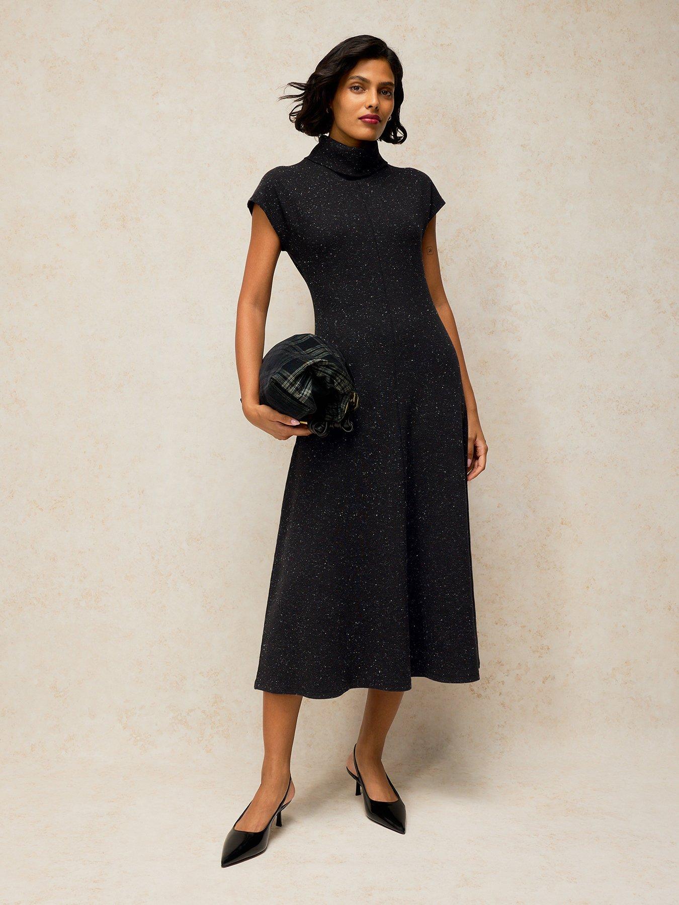 Image 1 of 5 of White Stuff Ruby Roll Neck Sparkle Dress