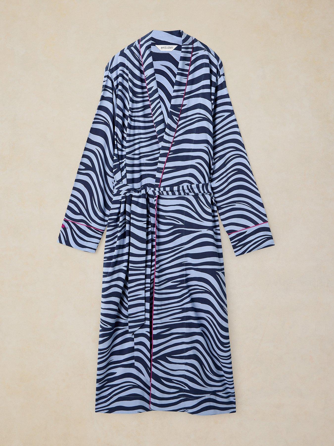 Image 5 of 5 of White Stuff Womens Nina Jersey Zebra Robe - Blue