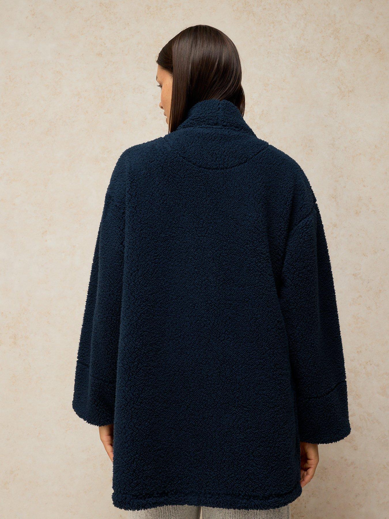 Image 2 of 5 of White Stuff Womens Teddy Short Robe - Navy