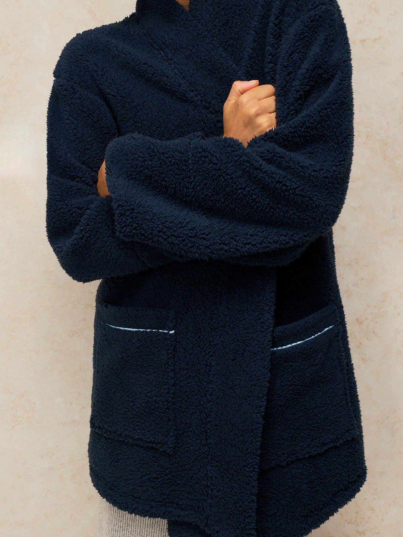Image 4 of 5 of White Stuff Womens Teddy Short Robe - Navy