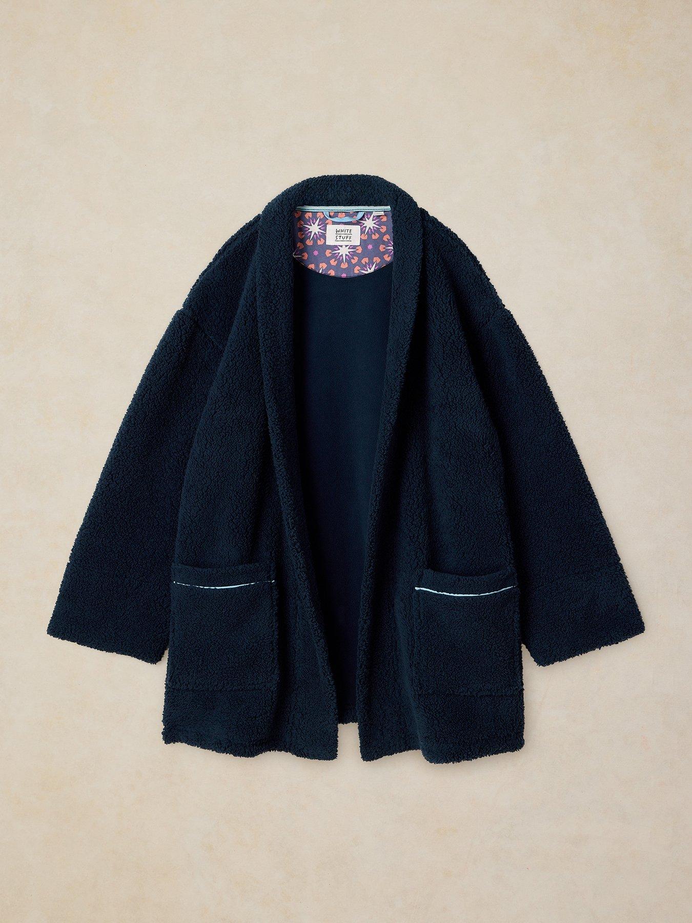 Image 5 of 5 of White Stuff Womens Teddy Short Robe - Navy