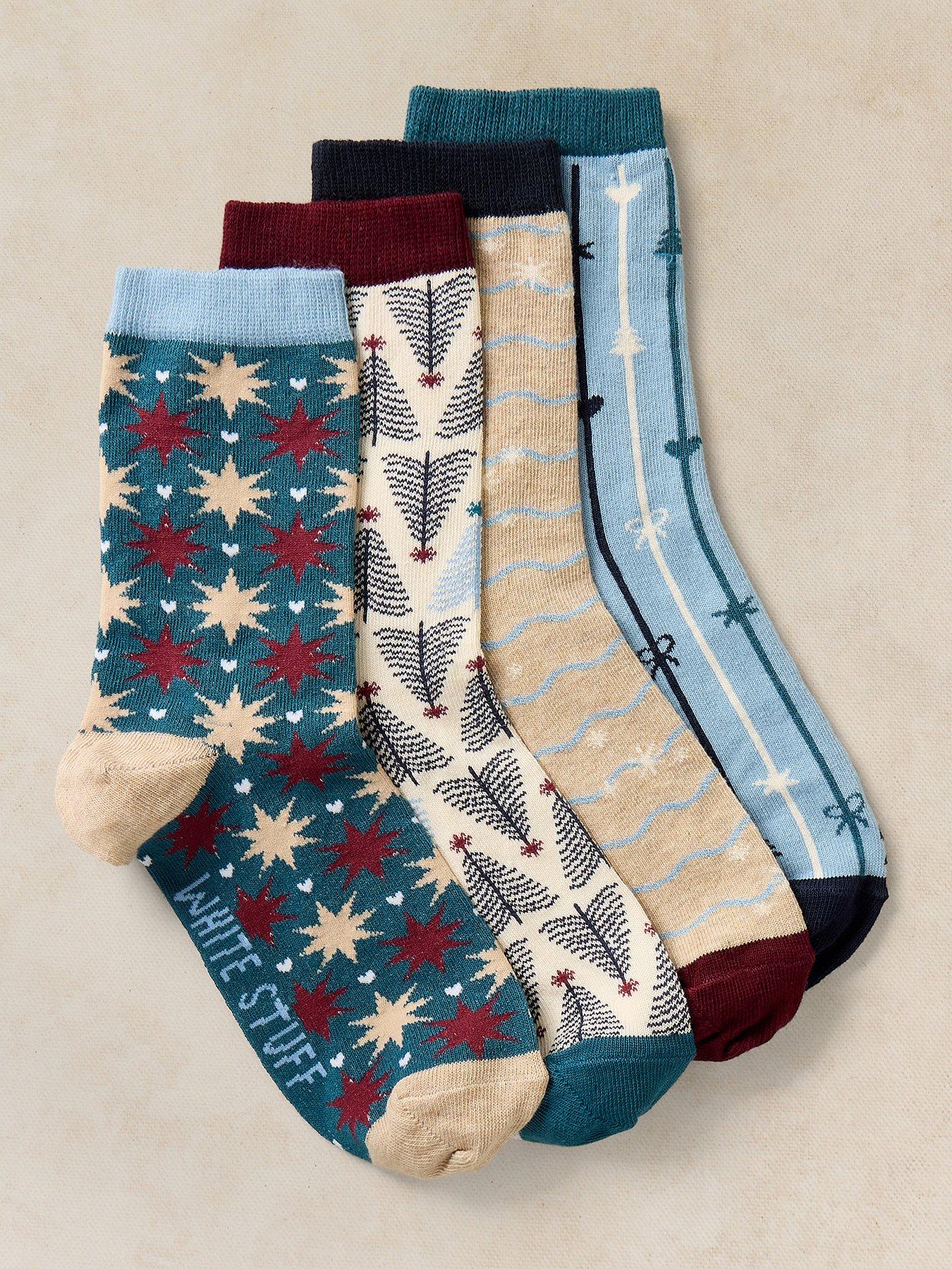 Image 1 of 3 of White Stuff 4pk Christmas Pattern Socks