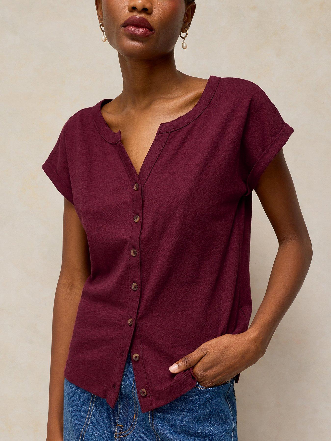 Image 4 of 6 of White Stuff Nina Notch Button Tee