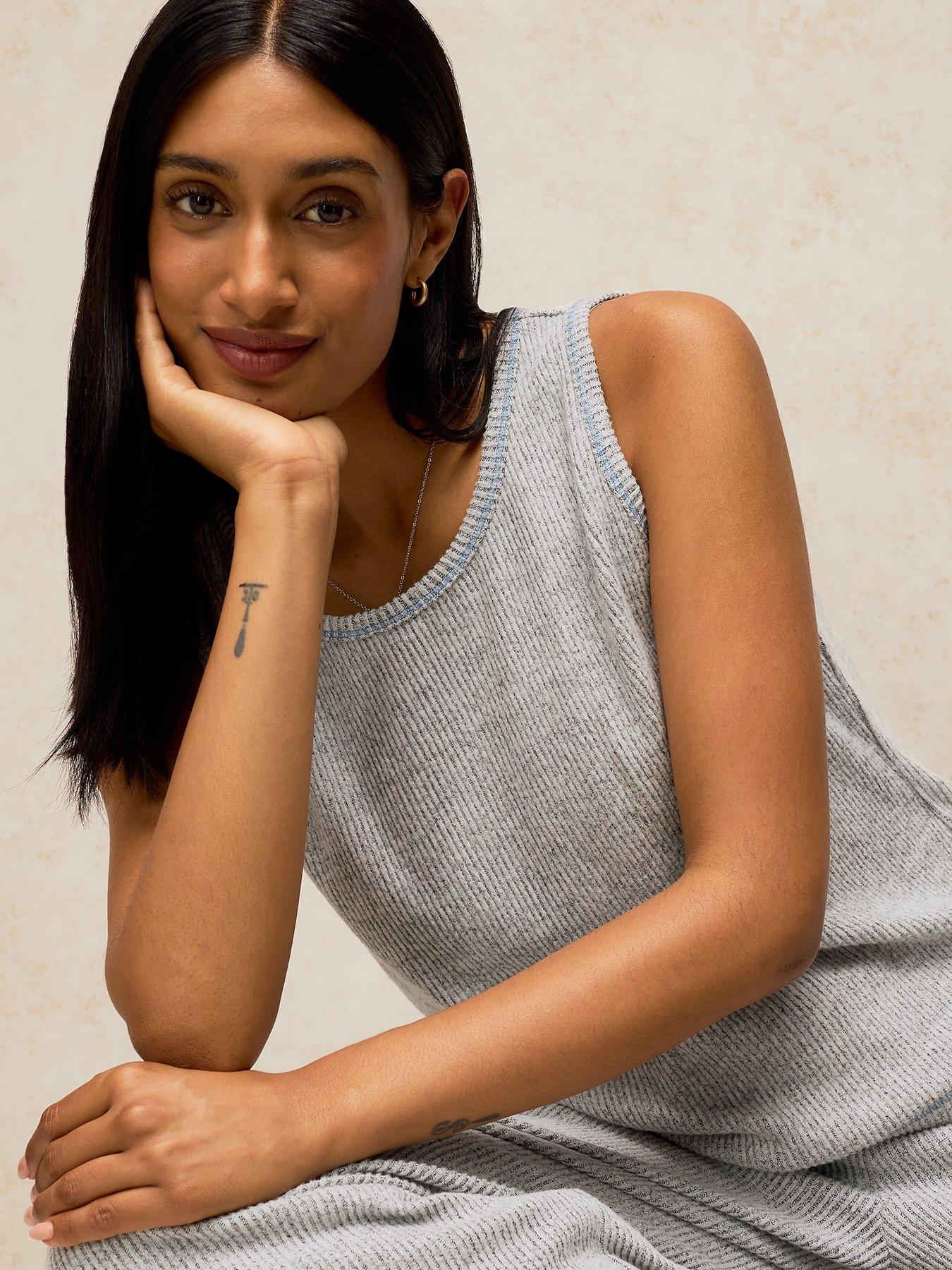 Image 4 of 5 of White Stuff Womens Cosy Jersey Rib Ribbed Stretch Vest - Grey