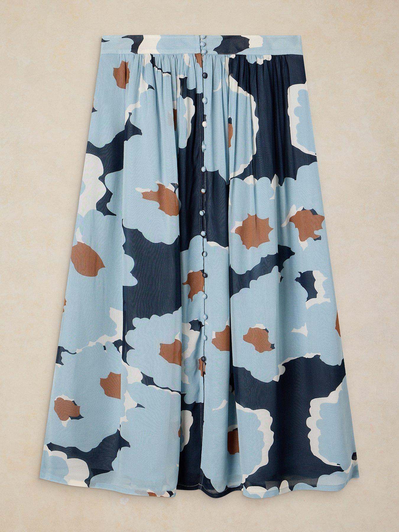 Image 5 of 5 of White Stuff Leela Painterly Floral Maxi Skirt - Blue