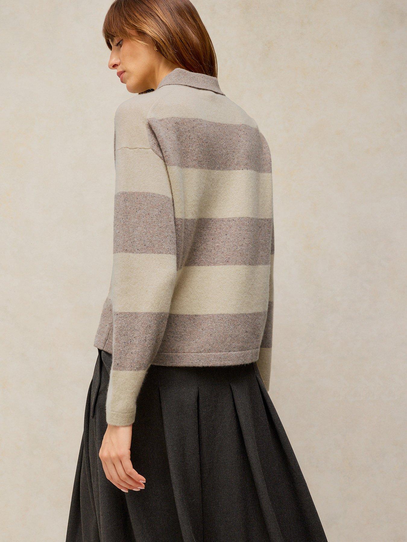 Image 2 of 5 of White Stuff Cashmere Polo Collar Fine Knit Jumper - Cream
