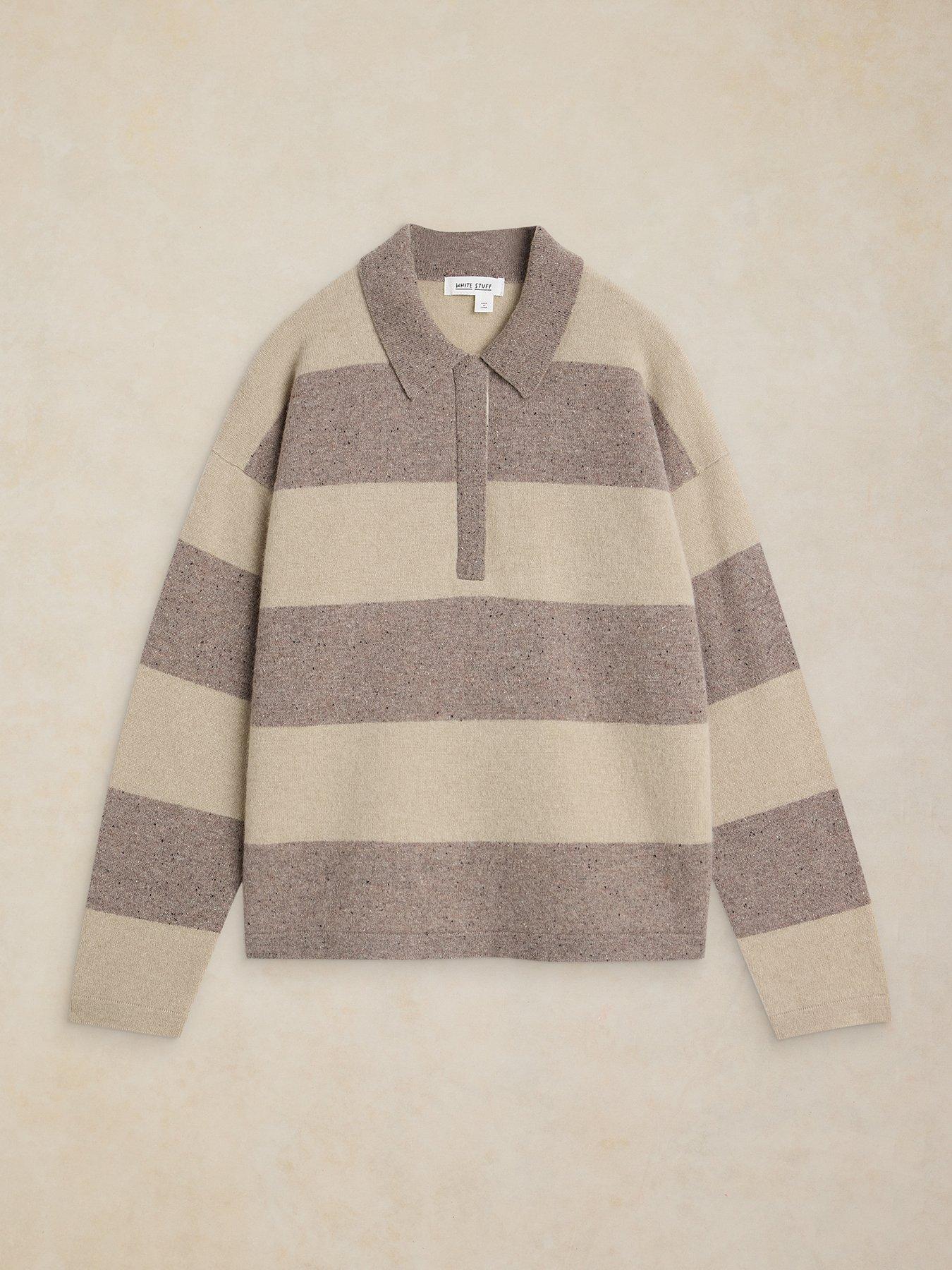 Image 5 of 5 of White Stuff Cashmere Polo Collar Fine Knit Jumper - Cream