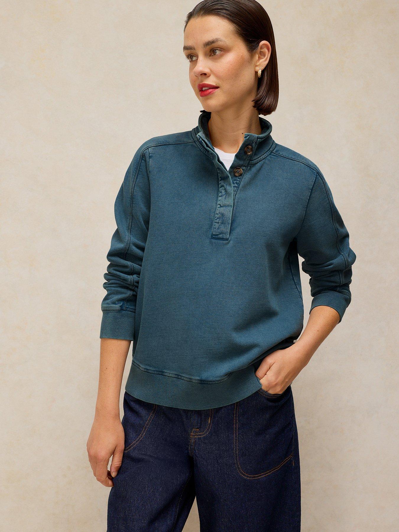 White Stuff Natalie Funnel Neck Sweatshirt - Blue