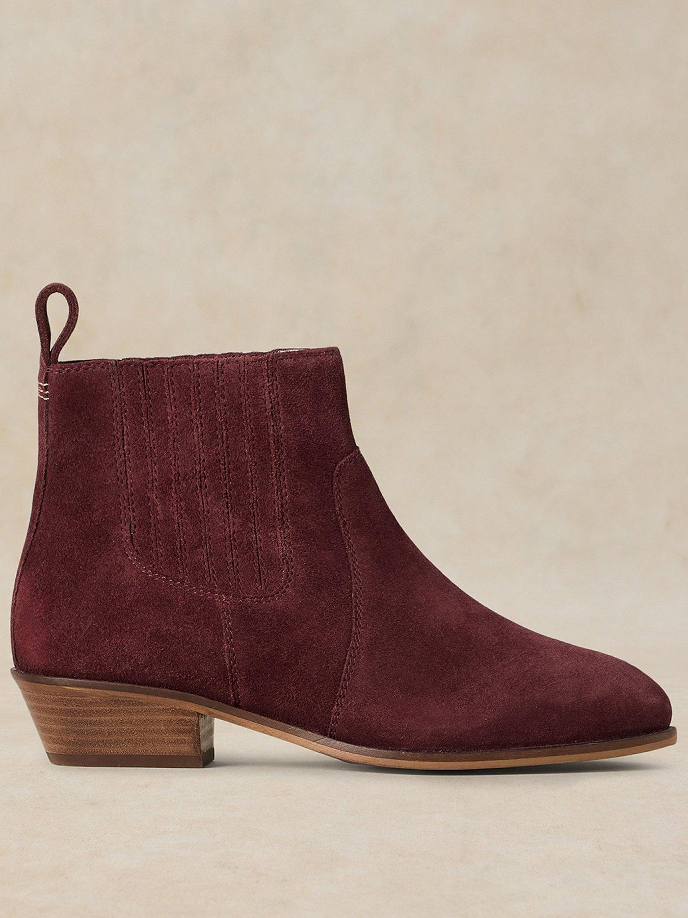 Image 1 of 4 of White Stuff Womens Wide Fit Suede Chelsea Boots - Red