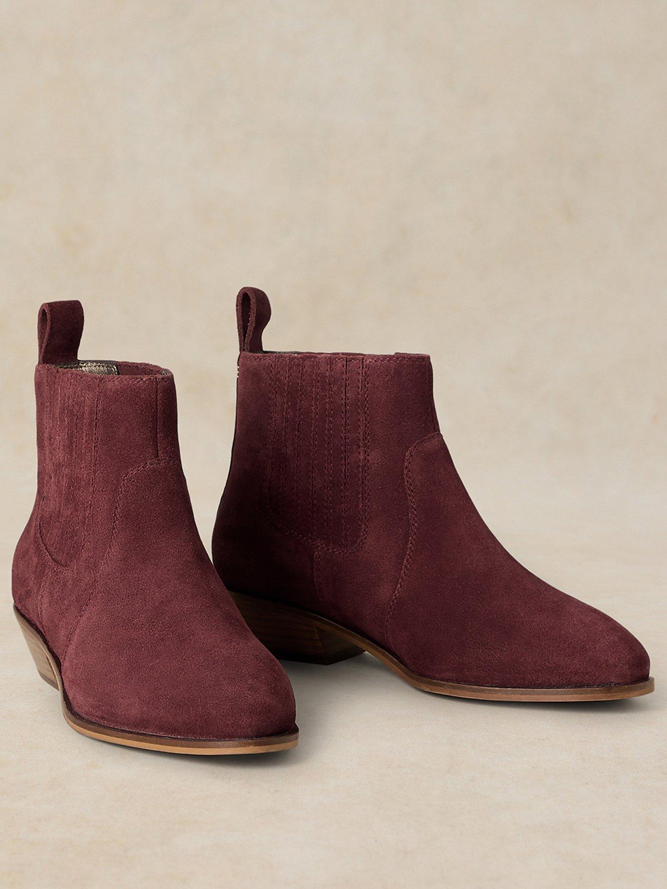 Image 2 of 4 of White Stuff Womens Wide Fit Suede Chelsea Boots - Red