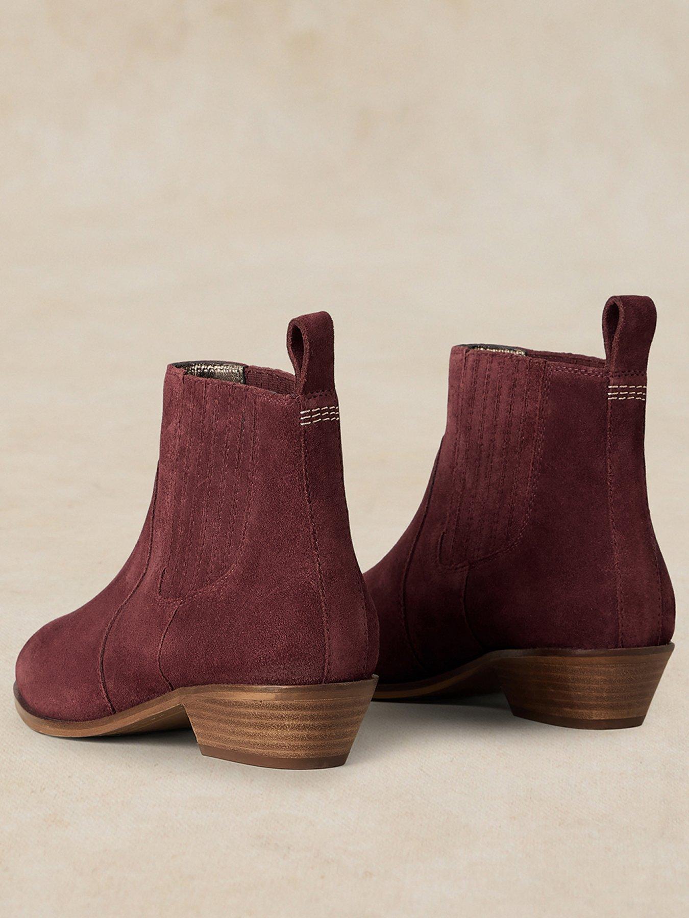 Image 3 of 4 of White Stuff Womens Wide Fit Suede Chelsea Boots - Red